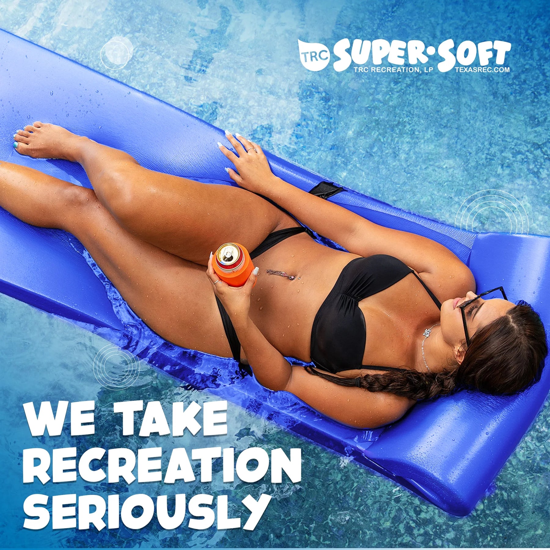 TRC Recreation Sunsation 1.75" Thick Foam Swimming Pool Lounge Float, Navy