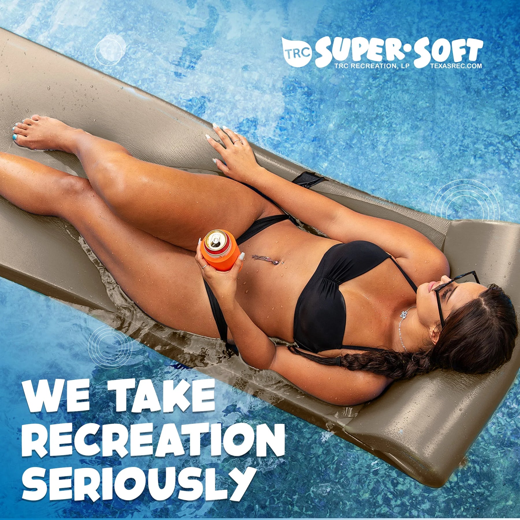 TRC Recreation Sunsation 1.75" Thick Foam Swimming Pool Lounge Float, Navy